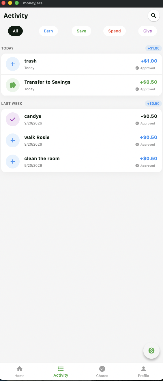 Activity screen